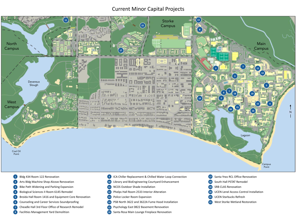 map of UCSB and current minor improvement projects